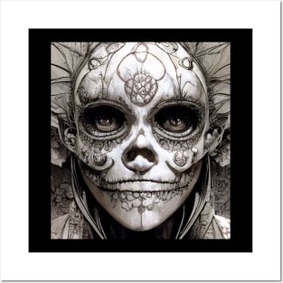 Black And White Sugar Skull 1 Muerto Posters and Art